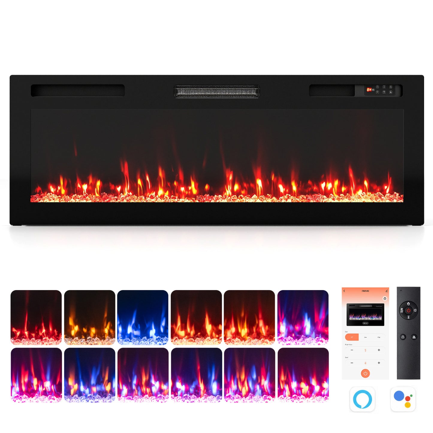50-Inch Smart WiFi Electric Fireplace with Remote Control