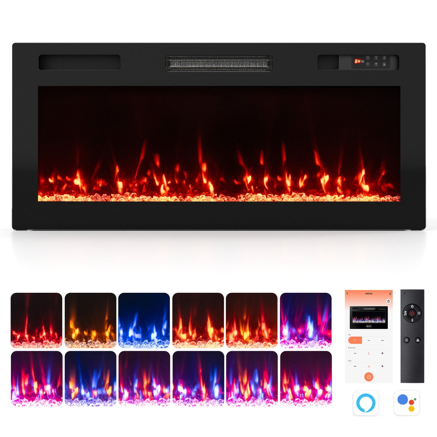 50-Inch Smart WiFi Electric Fireplace with Remote Control