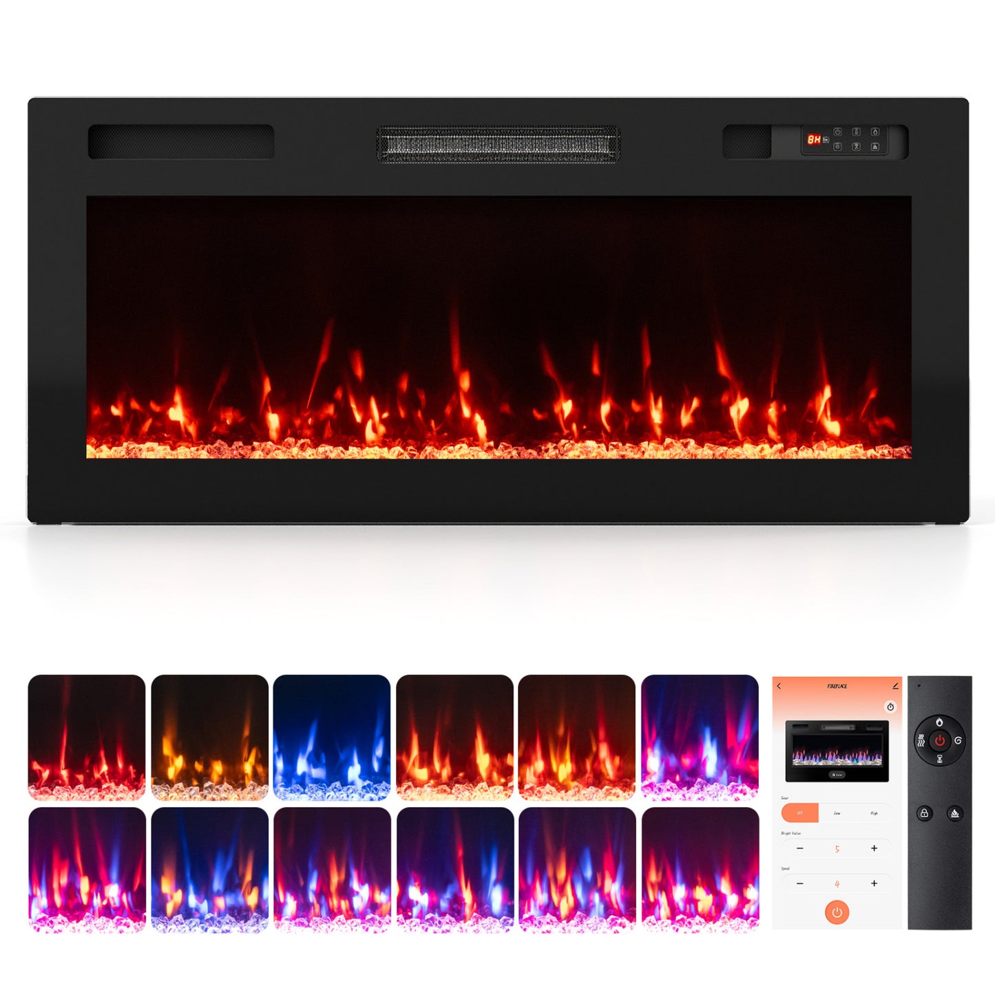 50-Inch Smart WiFi Electric Fireplace with Remote Control