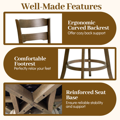 30.5 Inch Swivel Barstools with Backrest & Upholstered Seat-Set of 4