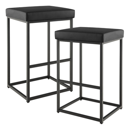 30 Inch Barstools Set of 2 with PU Leather Cover-Black