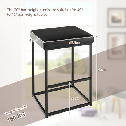 30 Inch Barstools Set of 2 with PU Leather Cover-Black