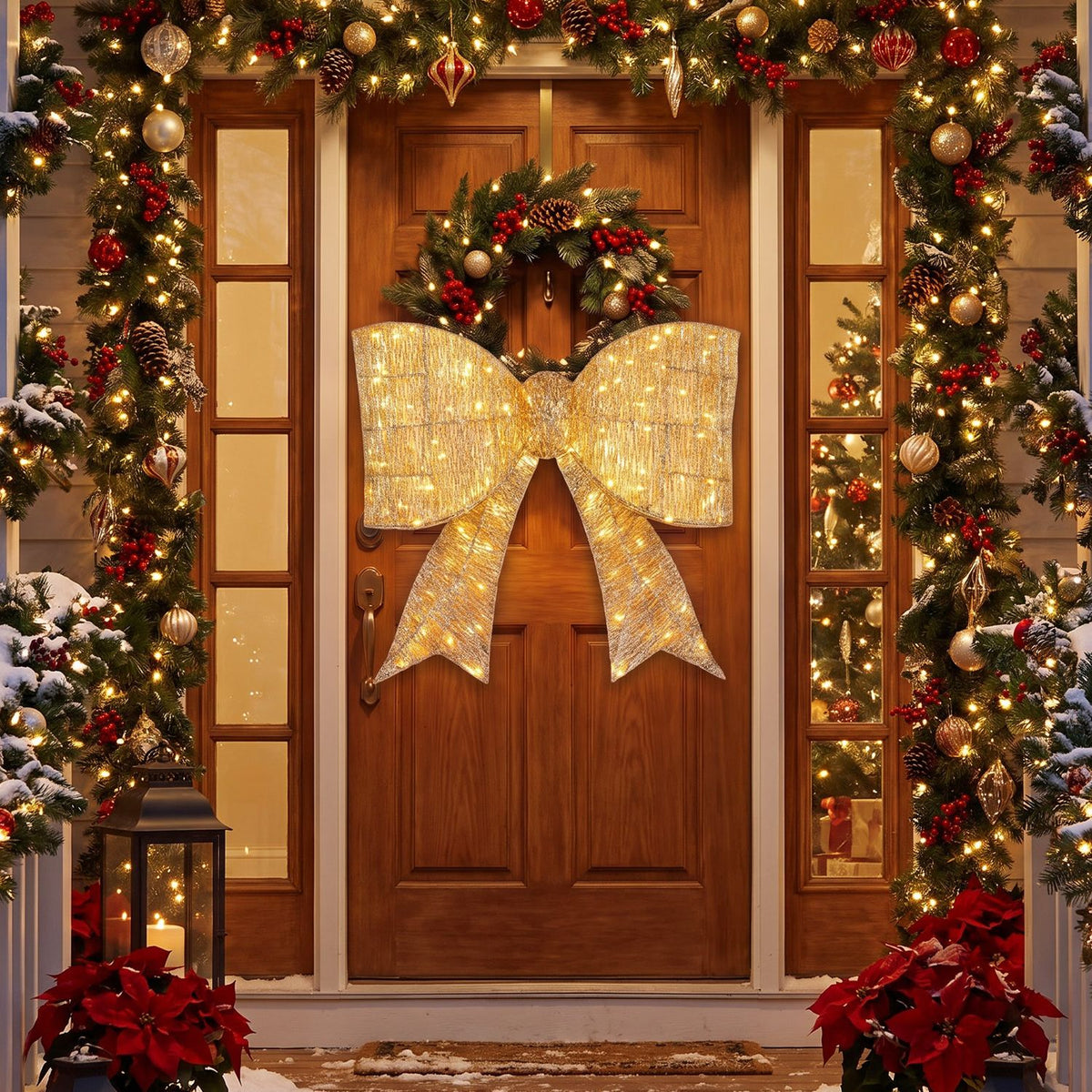 30" Christmas Lighted Bow Decoration with 120 PreLit Warm White LED Lights