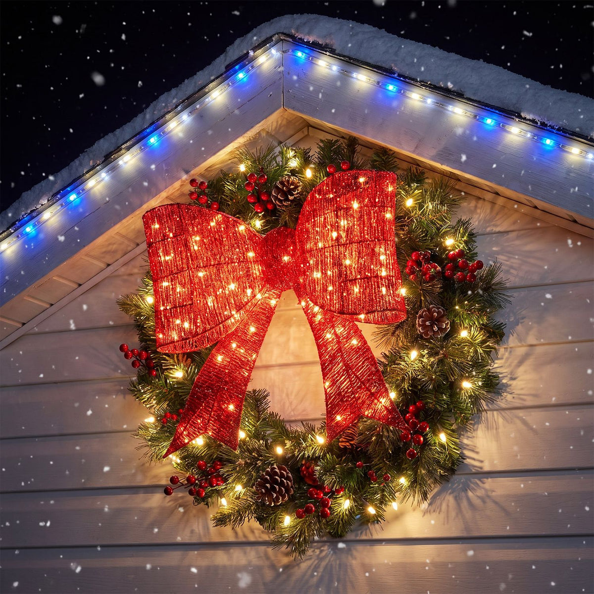 30" Christmas Lighted Bow Decoration with 120 PreLit Warm White LED Lights