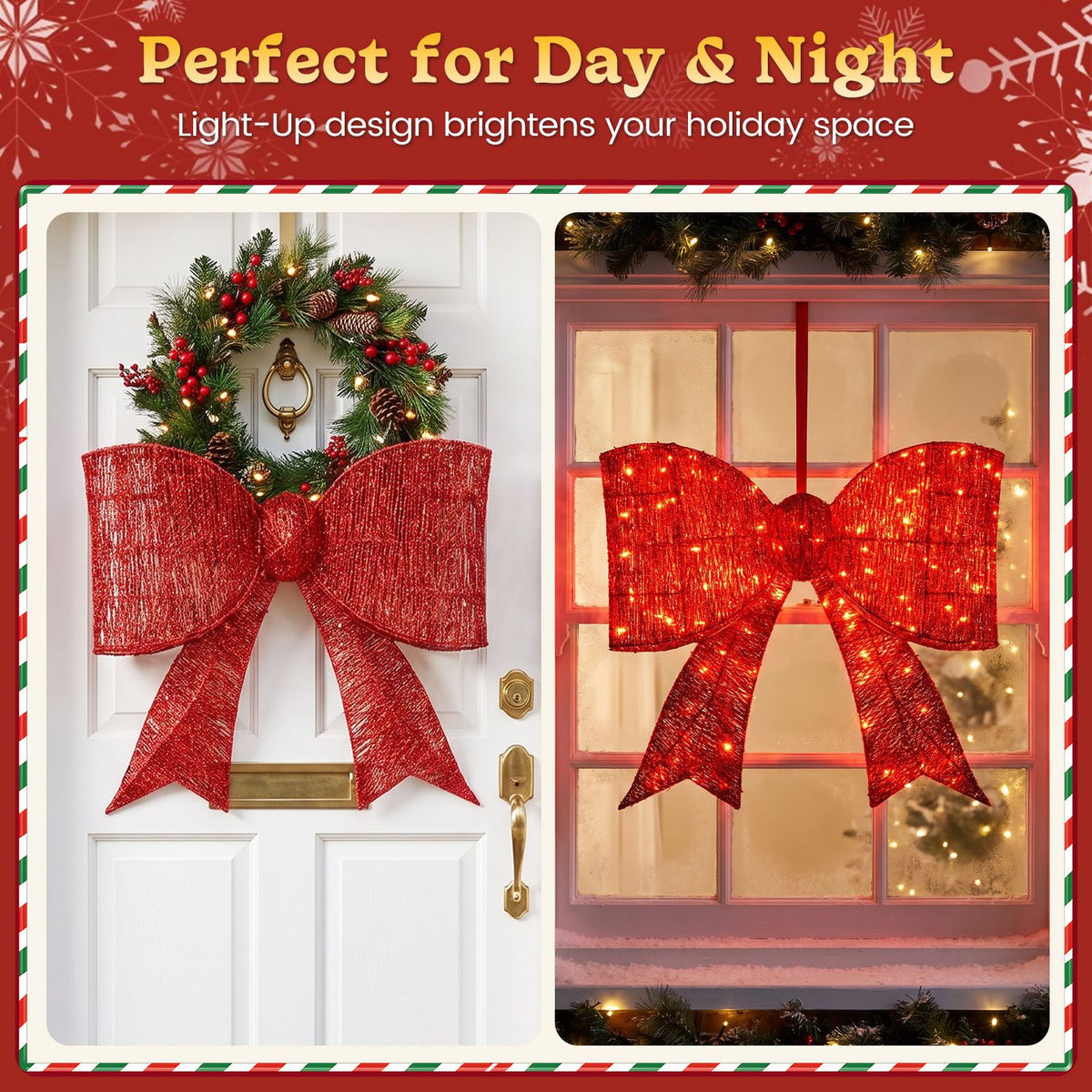 30" Christmas Lighted Bow Decoration with 120 PreLit Warm White LED Lights