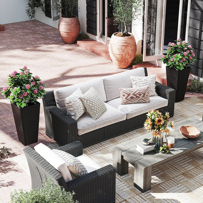 30 Inch Modern Decorative Planter Pots Set of 2 with Open-ended Base