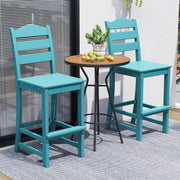 30 Inches Counter Height HDPE Bar Stool with Backrest and Footrest-Turquoise