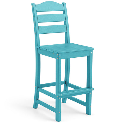 30 Inches Counter Height HDPE Bar Stool with Backrest and Footrest-Black - Turquoise