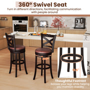 26/30 Inch Swivel Bar Stools Set of 2 Bar Chairs with Padded Seat-30 inches
