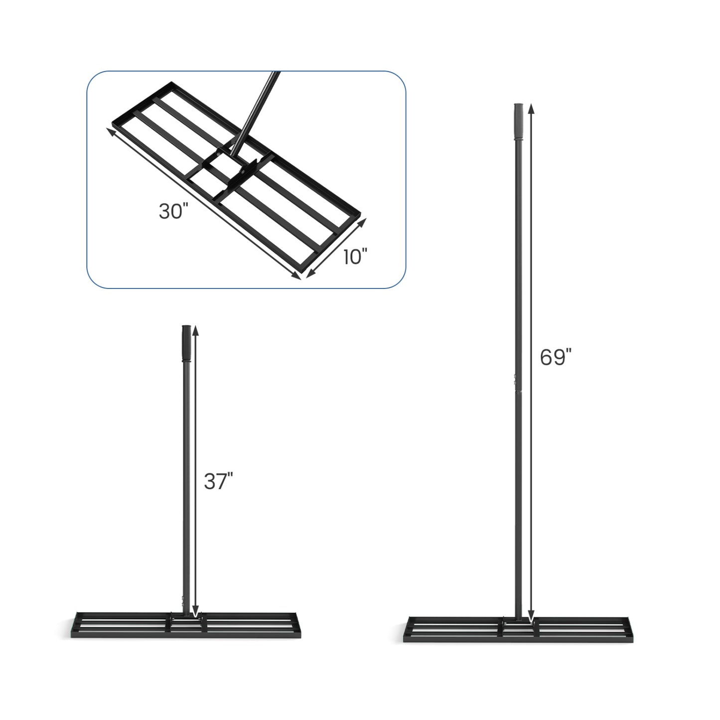 30 x 10 Inch Heavy Duty Lawn Level Tool with 69 Inch Handle