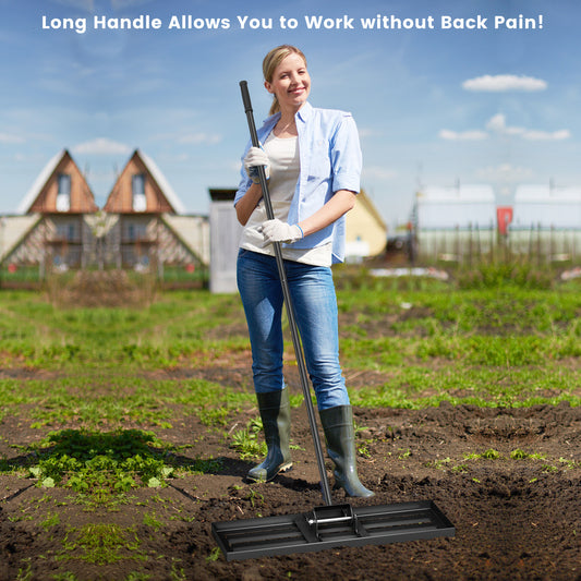 30 x 10 Inch Lawn Leveling Rake with Ergonomic Handle