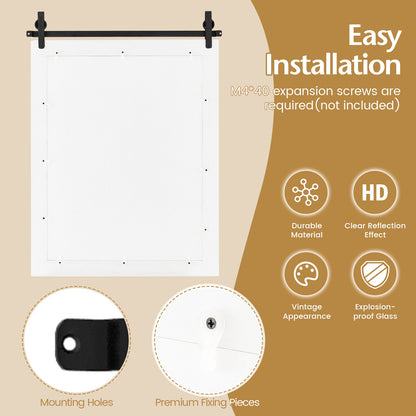 30 x 22 Inch Wall Mount Mirror with Wood Frame-White