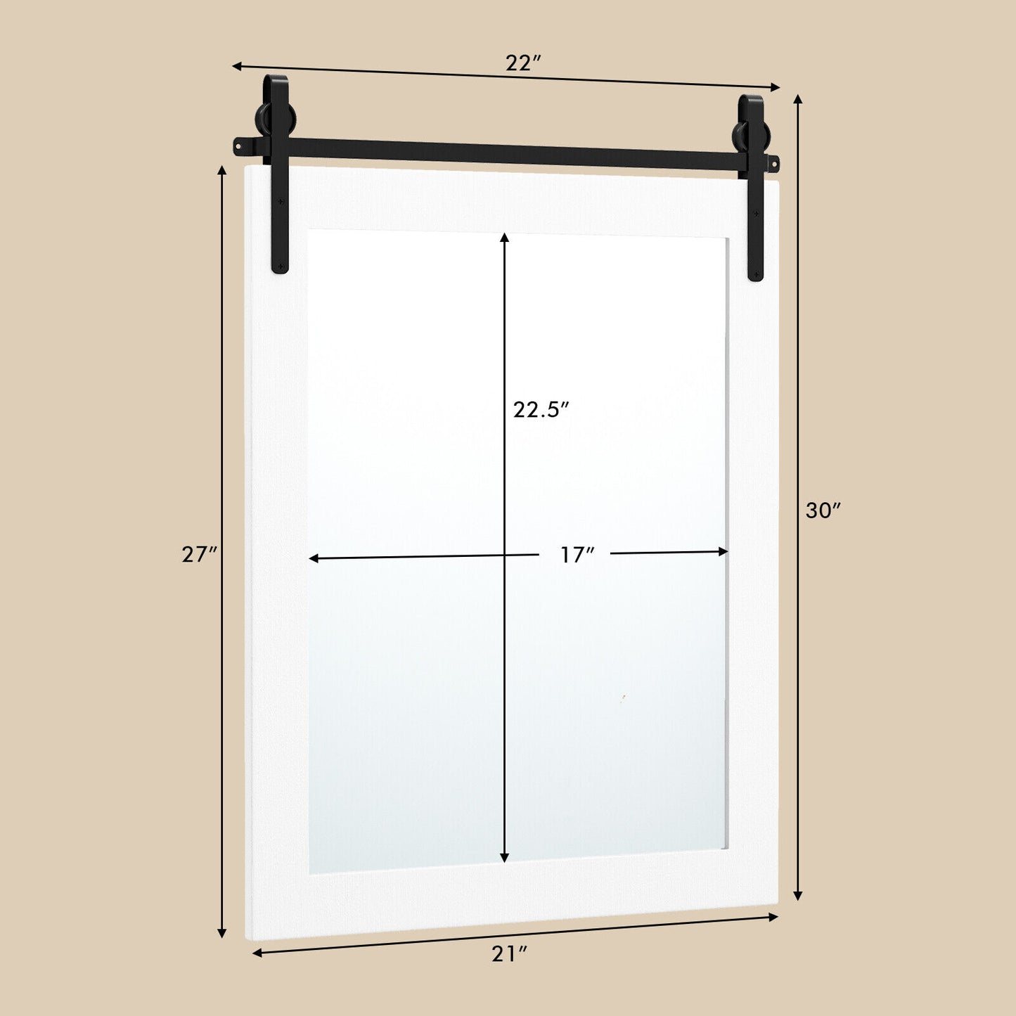 30 x 22 Inch Wall Mount Mirror with Wood Frame-White