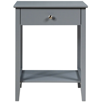 Wooden Nightstand End Table Storage Display -Gray