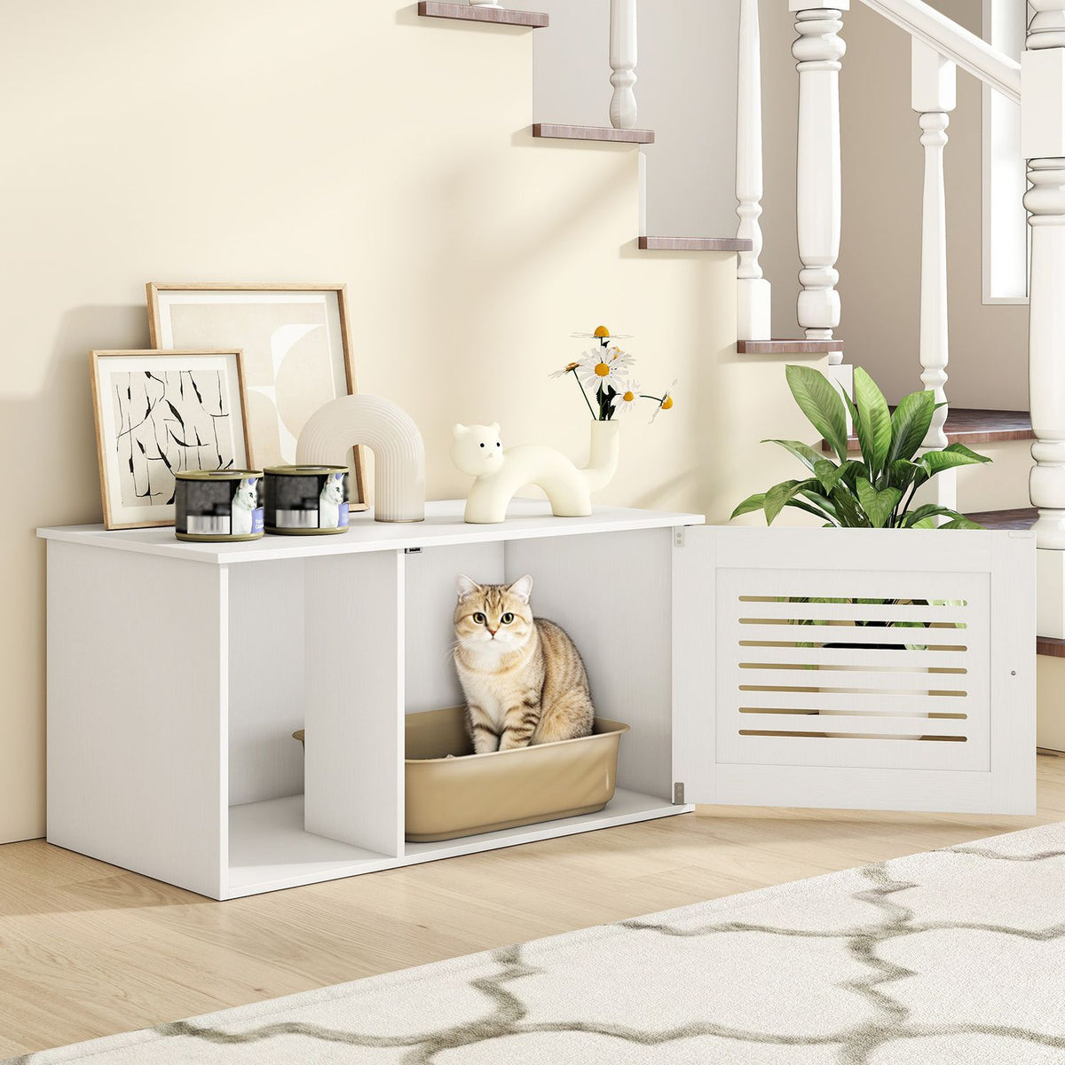 31.5" Cat Litter Box Enclosure with Side Entrance for Indoor Cats