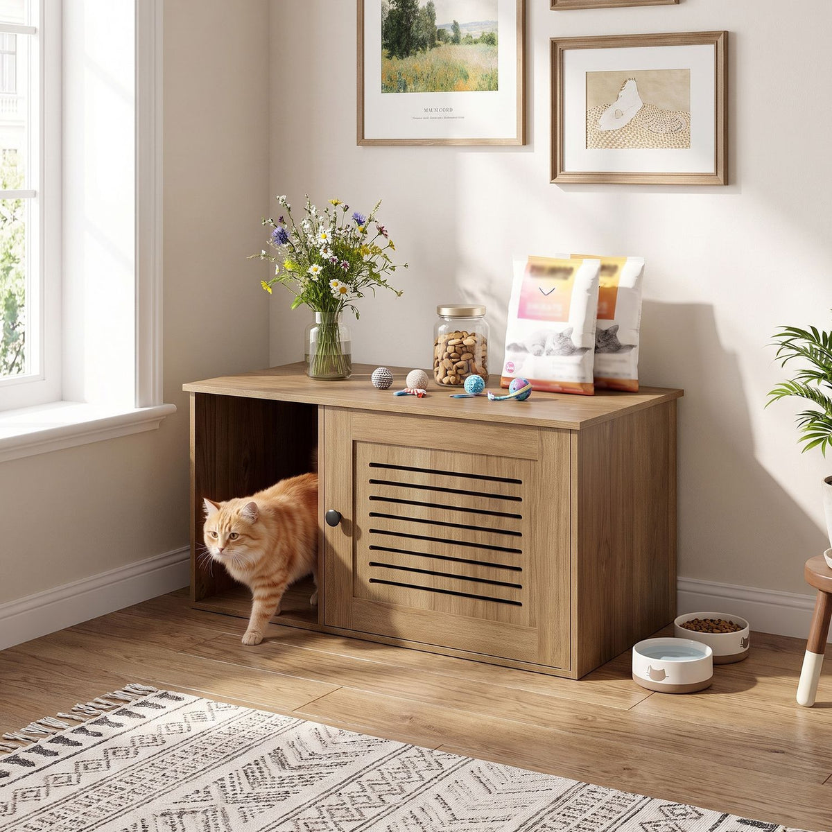31.5" Cat Litter Box Enclosure with Side Entrance for Indoor Cats