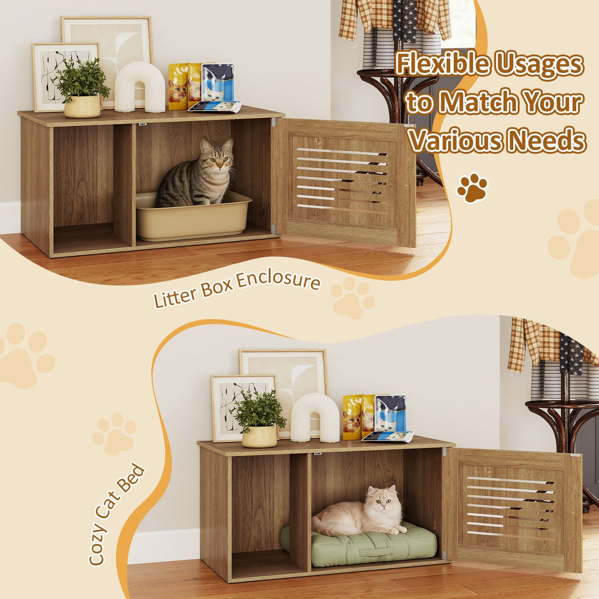 31.5" Cat Litter Box Enclosure with Side Entrance for Indoor Cats