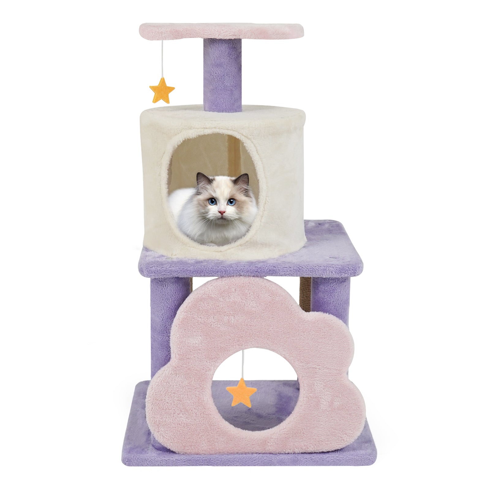 31.5" Cute Modern Cat Tree Multi-Level Kitten Tower-Purple