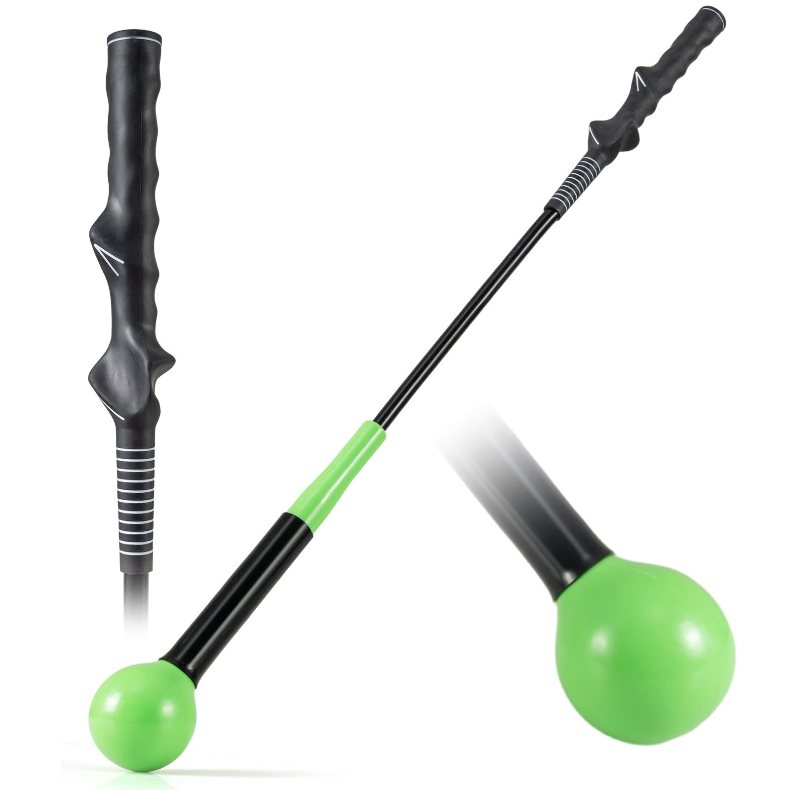 31.5 Inch Golf Swing Trainer Aid with Weighted Head for Grip Rhythm Balance-Green