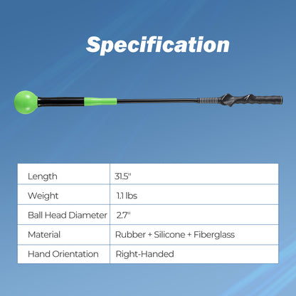 31.5 Inch Golf Swing Trainer Aid with Weighted Head for Grip Rhythm Balance-Green