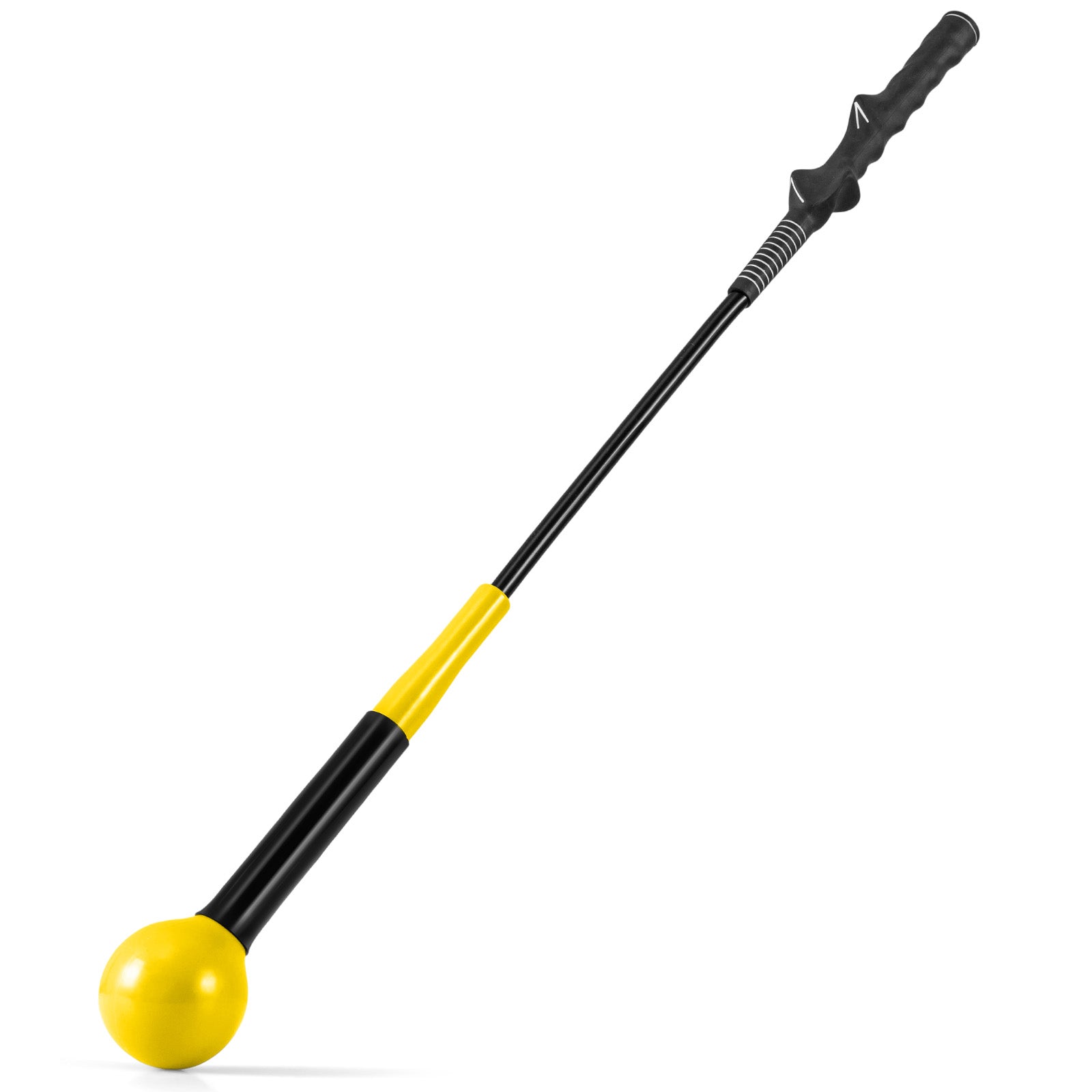 31.5 Inch Golf Swing Trainer Aid with Weighted Head for Grip Rhythm Balance-Yellow