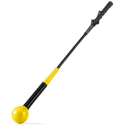 31.5 Inch Golf Swing Trainer Aid with Weighted Head for Grip Rhythm Balance-Yellow