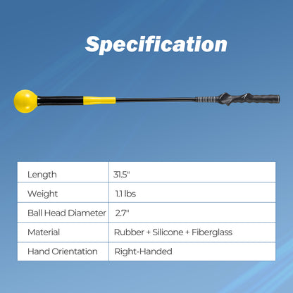 31.5 Inch Golf Swing Trainer Aid with Weighted Head for Grip Rhythm Balance-Yellow