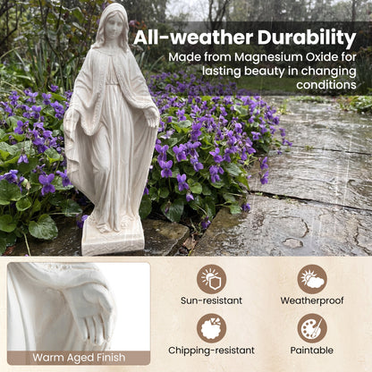 31.5 Inch Virgin Mary Statue with Aged Finish for Yard Patio