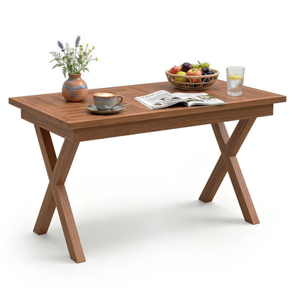 Teak Wood Outdoor Coffee Table 31.5" with Slatted Top