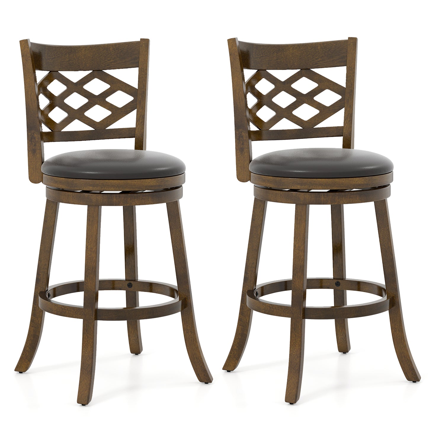 31 Inch Counter Height Bar Stools Set of 2 with Rubber Wood Frame-31 Inch