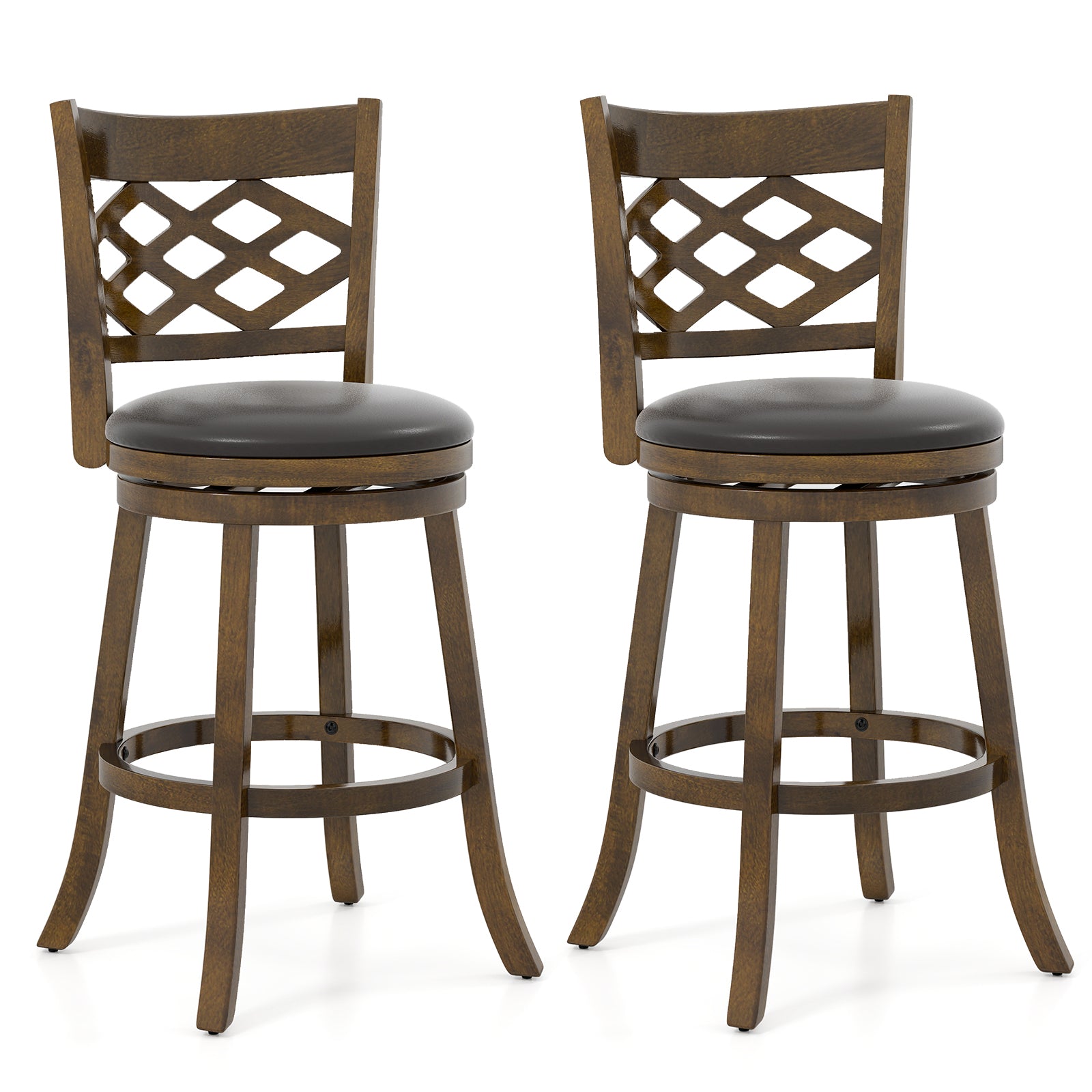 31 Inch Counter Height Bar Stools Set of 2 with Rubber Wood Frame-31 Inch