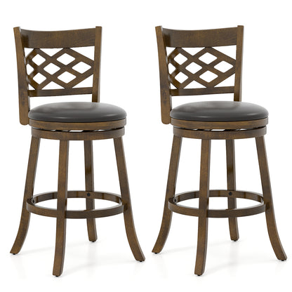 31 Inch Counter Height Bar Stools Set of 2 with Rubber Wood Frame-31 Inch