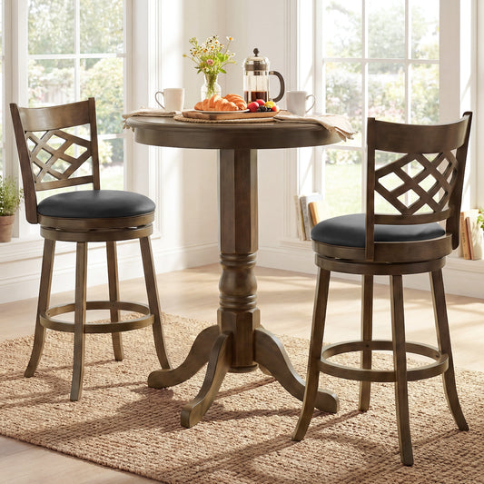 31 Inch Counter Height Bar Stools Set of 2 with Rubber Wood Frame-31 Inch