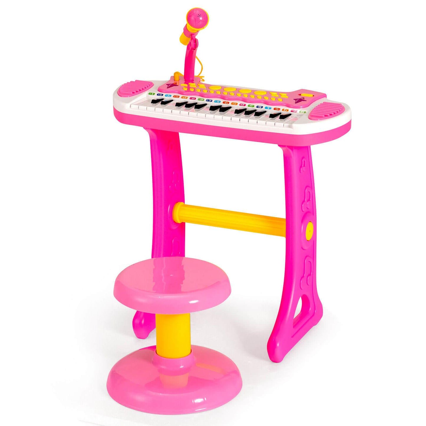 31-Key Kids Piano Keyboard Toy with Microphone and Multiple Sounds for Age 3+-Blue - Pink