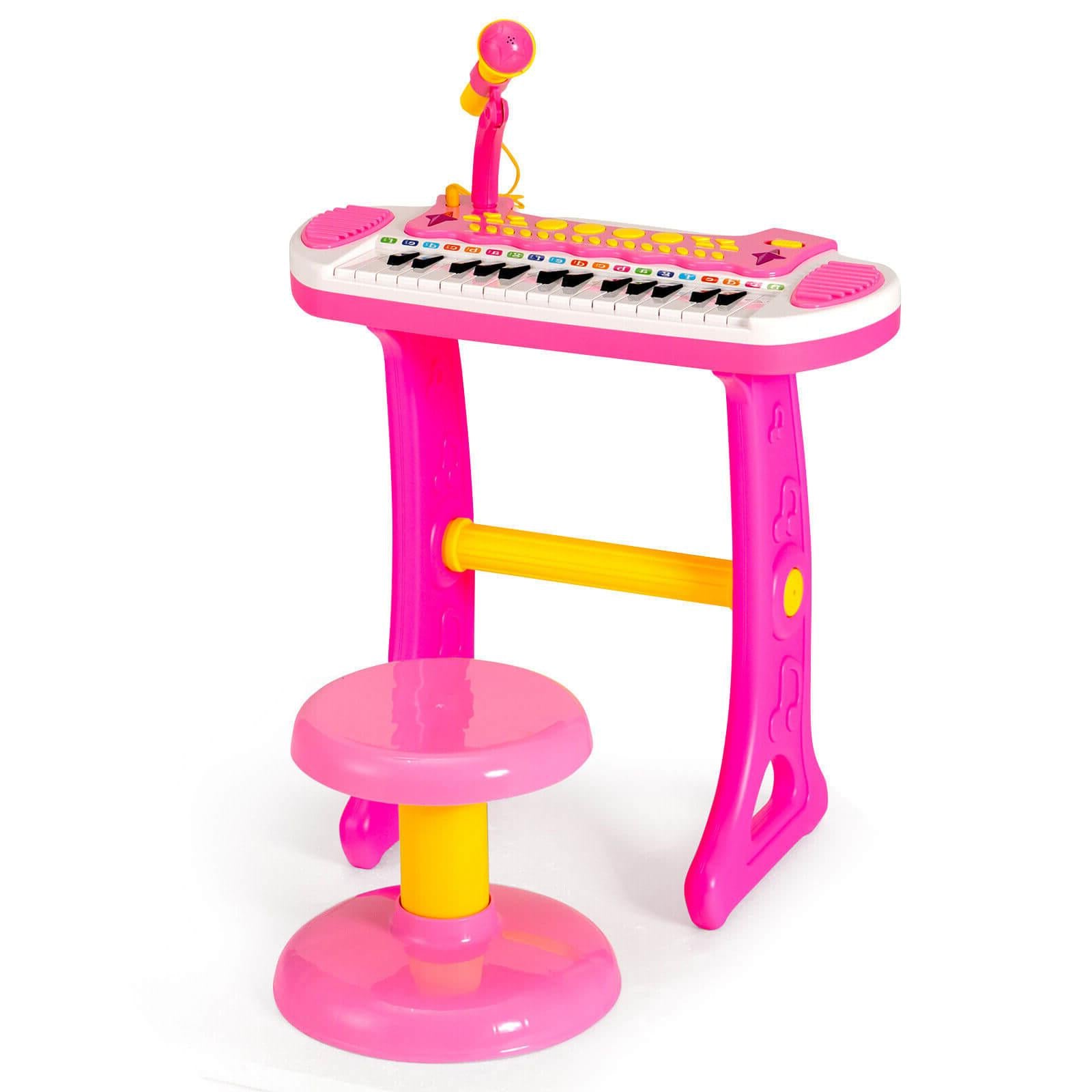31-Key Kids Piano Keyboard Toy with Microphone and Multiple Sounds for Age 3+-Blue - Pink