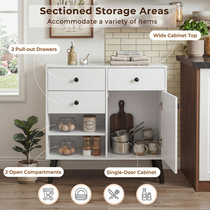 31" Sideboard Cabinet with 2 Drawers and Open Shelves