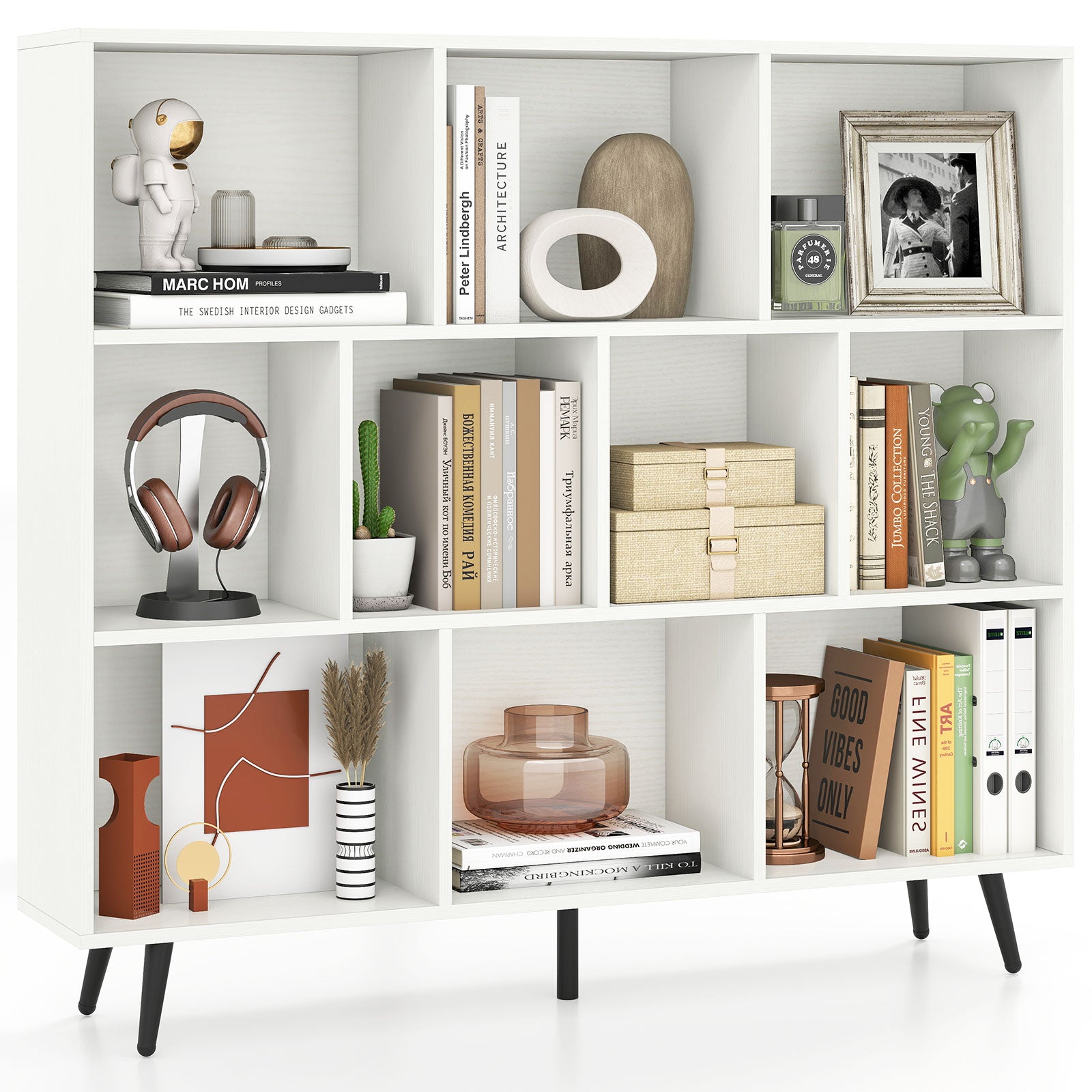 7/8/10-Cube Bookcase with 5 Tapered Metal Legs-7 Cubes - 10 Cubes