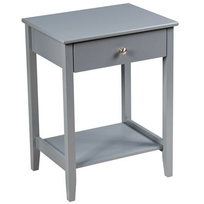 Wooden Nightstand End Table Storage Display -Gray
