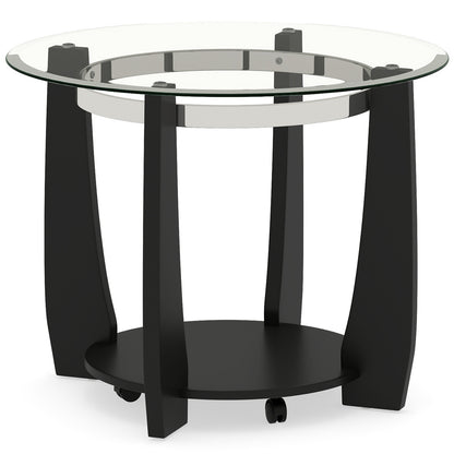 32" 2-Tier Glass Round Coffee Table with Storage Shelf-Black
