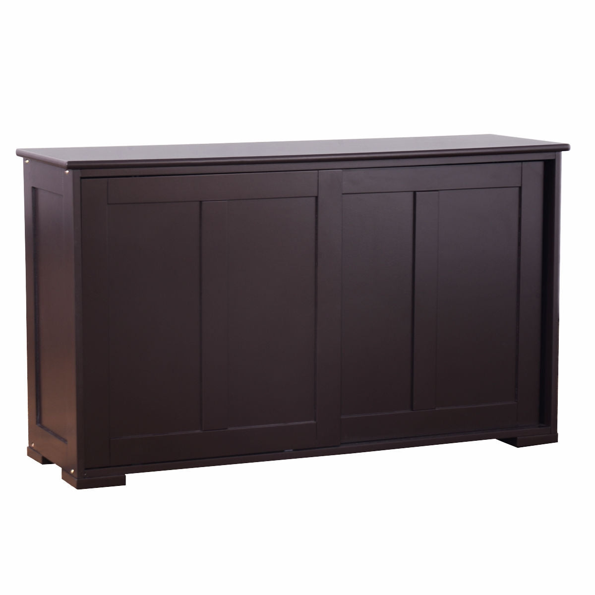Kitchen Storage Cabinet with Wood Sliding Door-Brown - Brown
