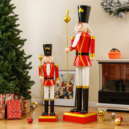 32.5 Inch Christmas Nutcracker with High Hat and Beautiful Scepter-Black & Red