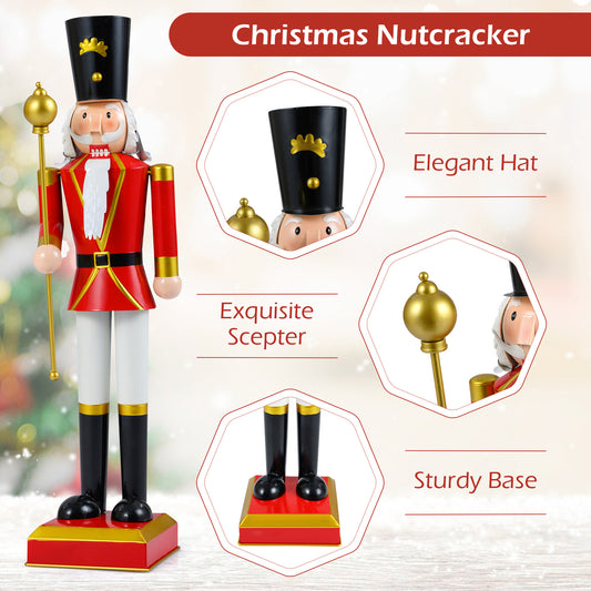 32.5 Inch Christmas Nutcracker with High Hat and Beautiful Scepter-Black & Red