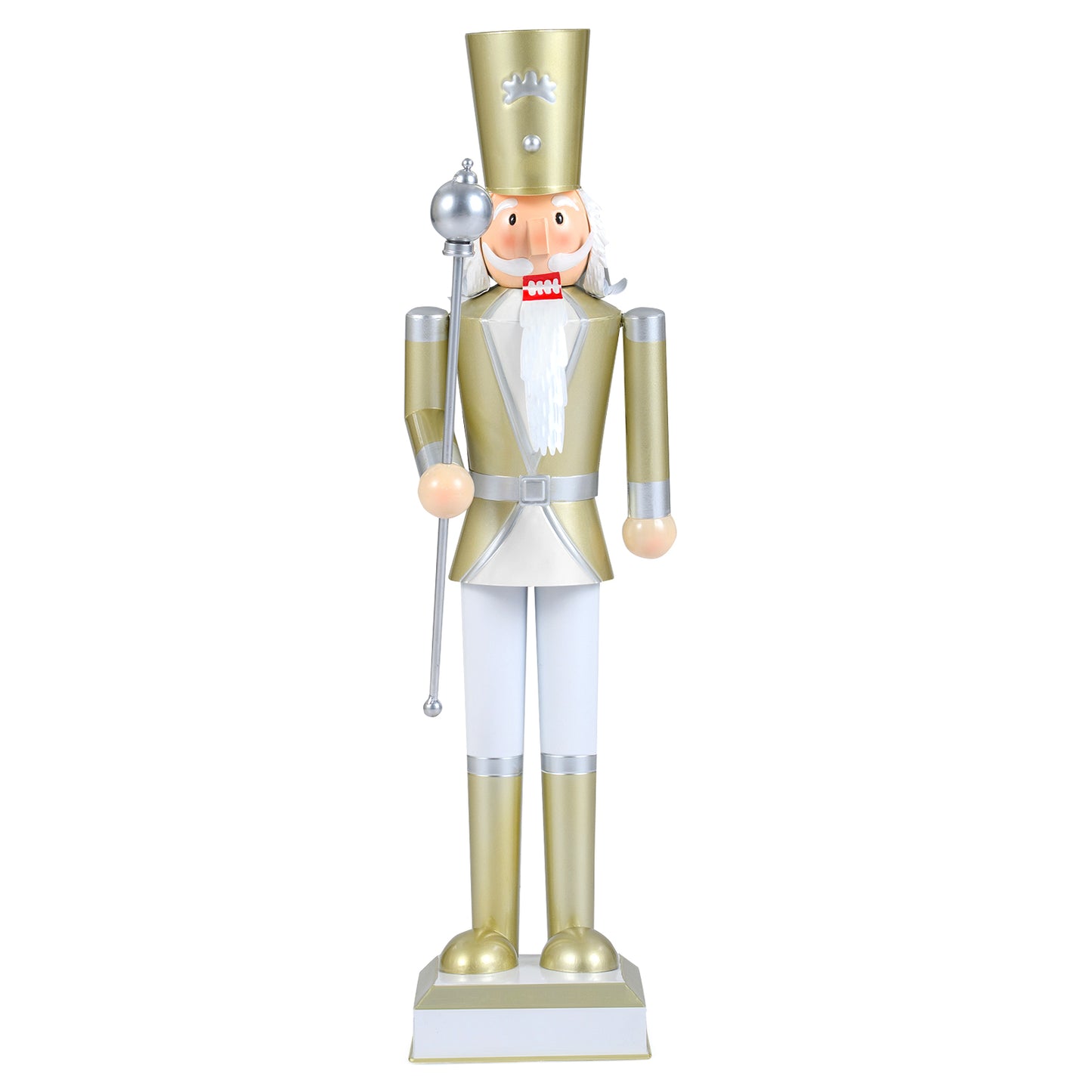 32.5 Inch Christmas Nutcracker with High Hat and Beautiful Scepter-White & Golden