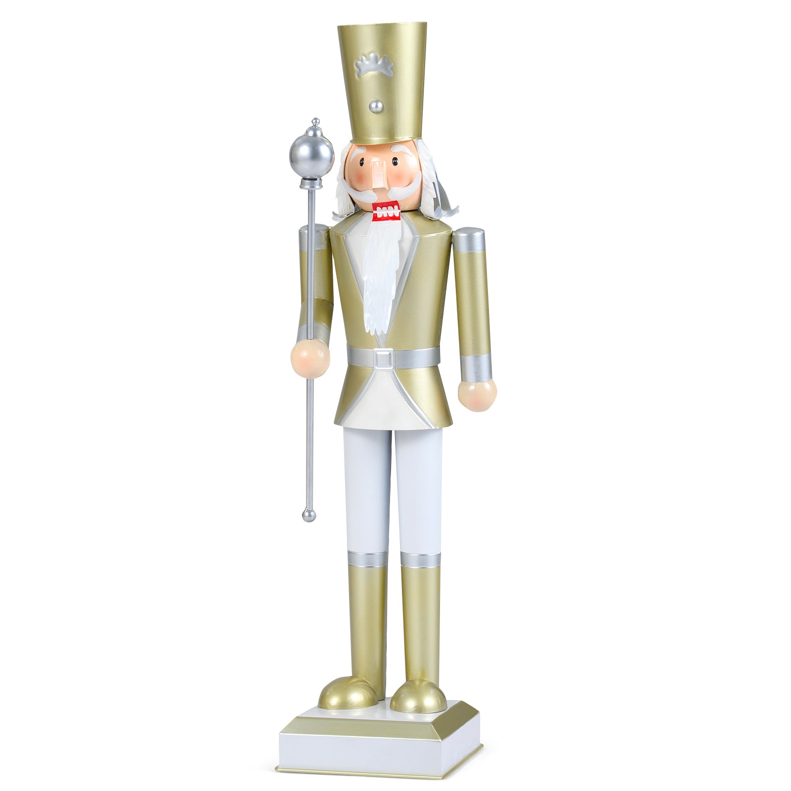 32.5 Inch Christmas Nutcracker with High Hat and Beautiful Scepter-White & Golden