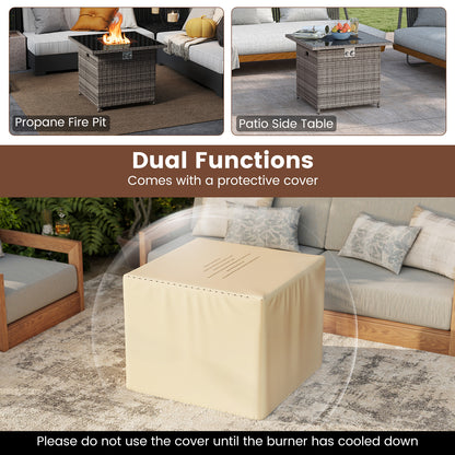 32.5 Inch Propane Fire Pit Table 5000 BTU with Tempered Glass Tabletop-Gray