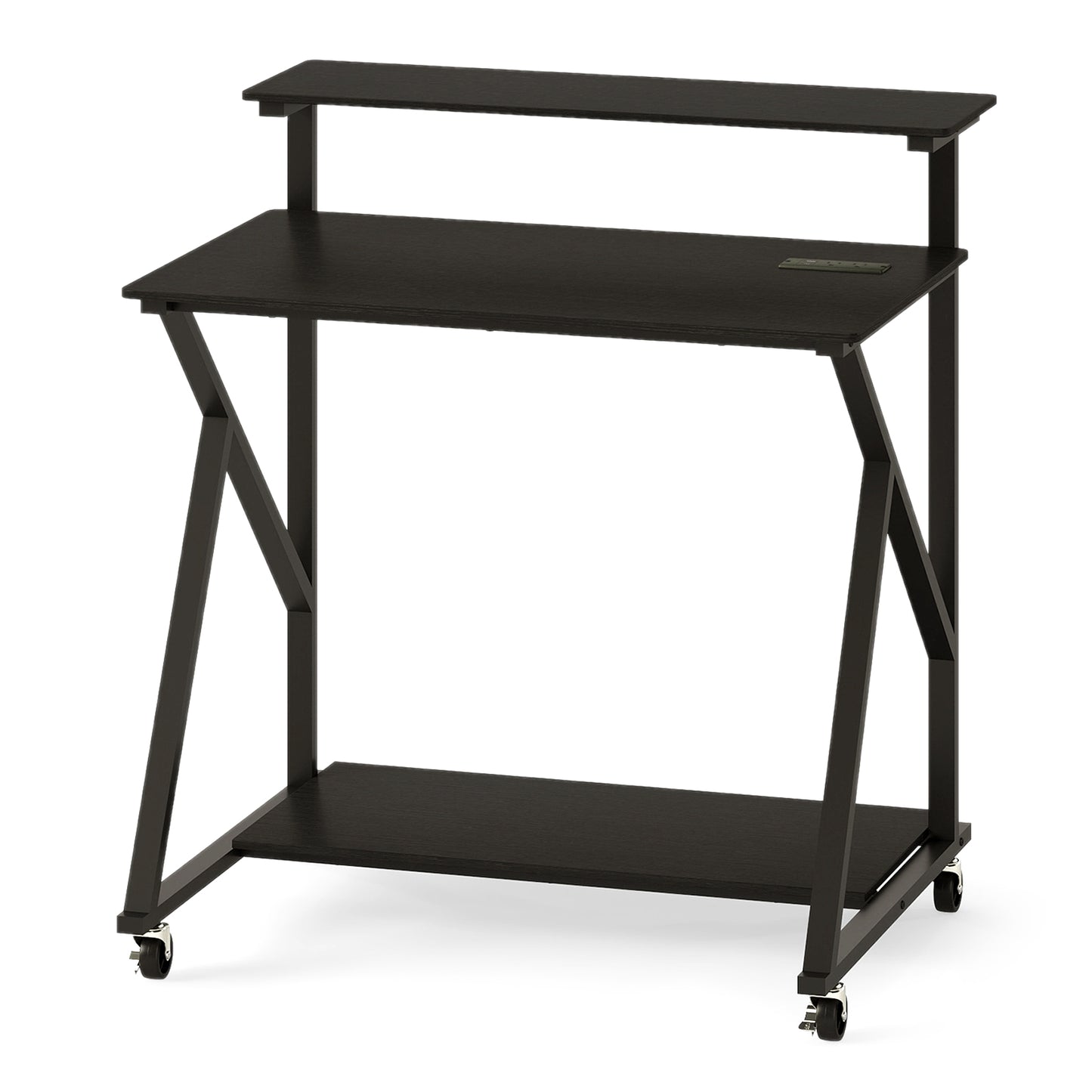 32 Inch Rolling Computer Desk for Small Spaces with Power Outlets-Black