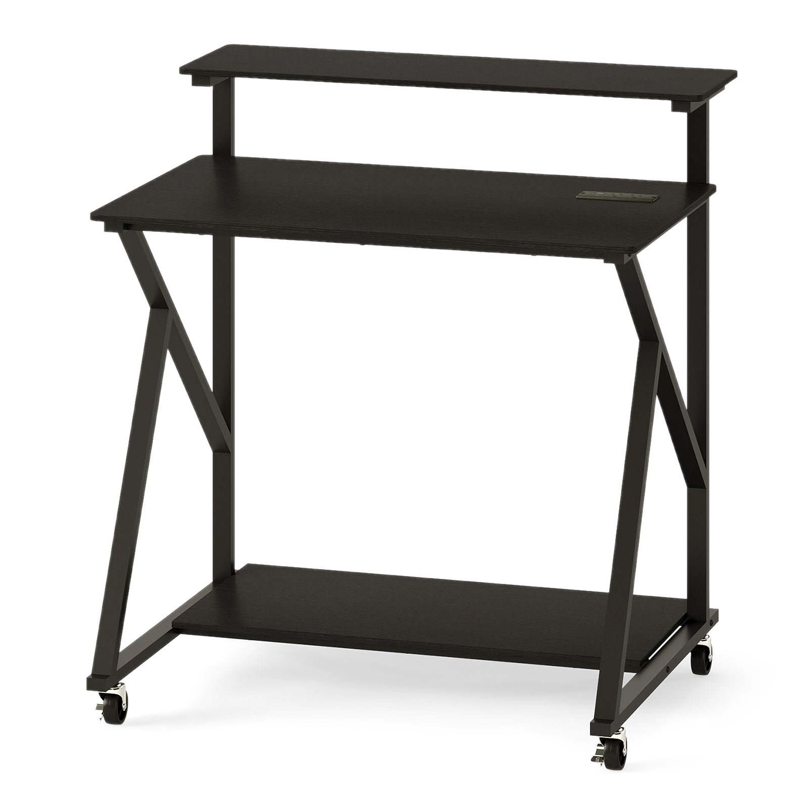 32 Inch Rolling Computer Desk for Small Spaces with Power Outlets-Black