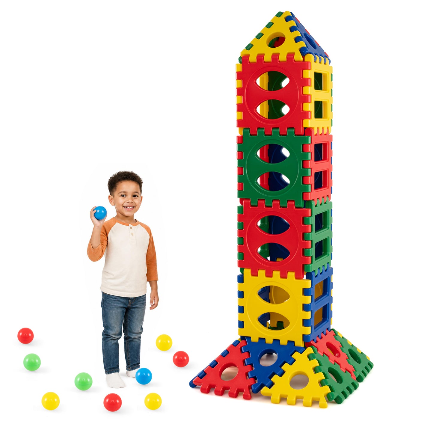 Oversized Waffle Block Set 32-Piece with Ocean Balls