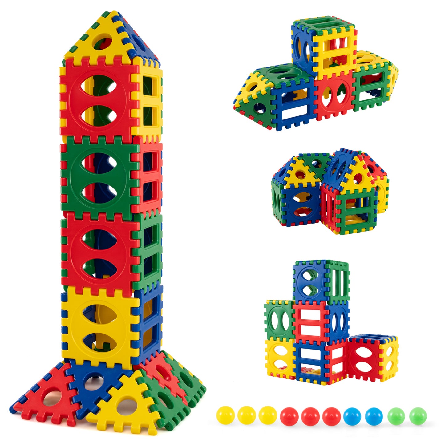 Oversized Waffle Block Set 32-Piece with Ocean Balls