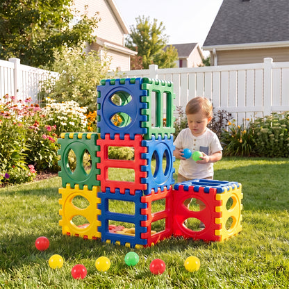 Oversized Waffle Block Set 32-Piece with Ocean Balls